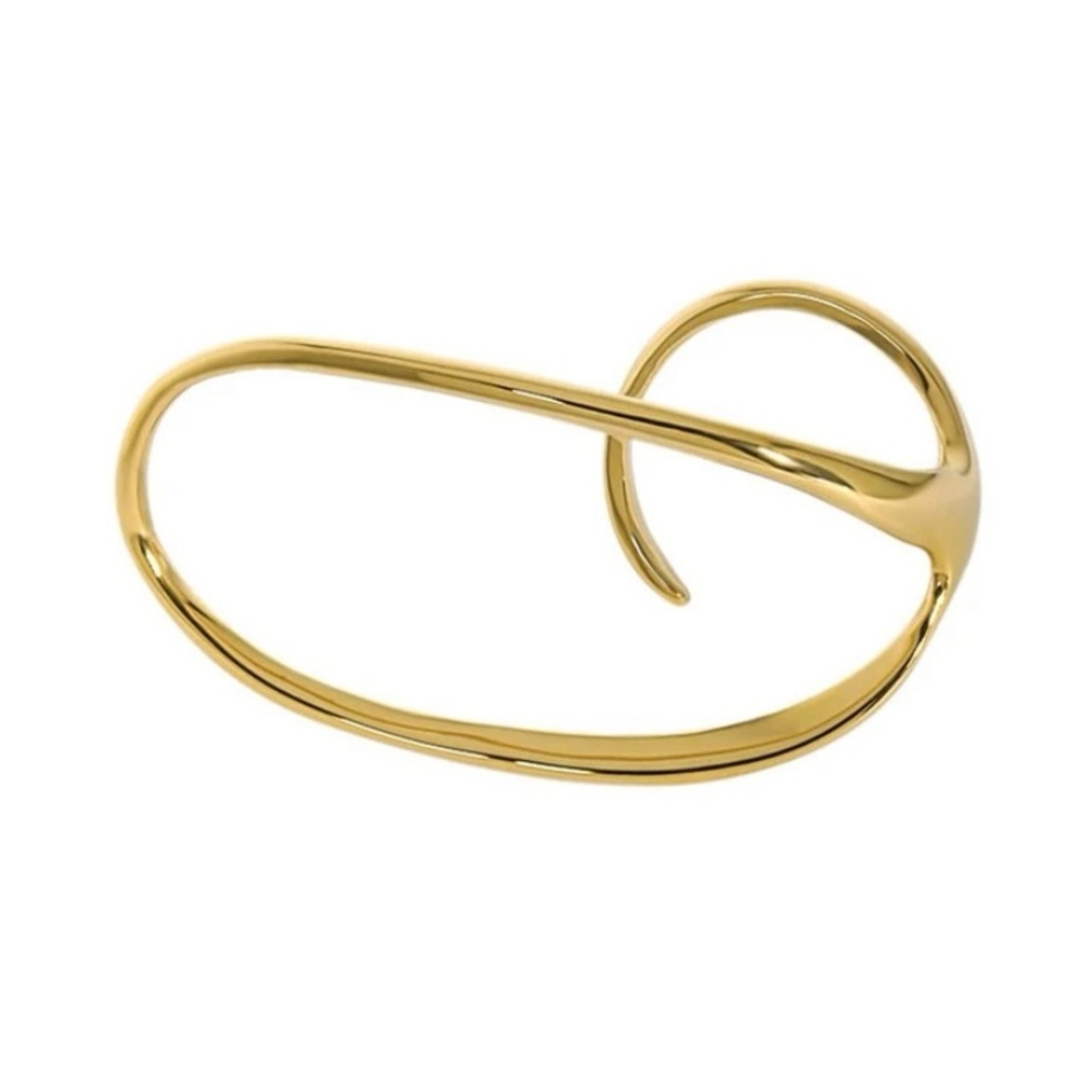 Gold Irregular Ring, Geometric, Two Finger Ring - Picture 2 of 4